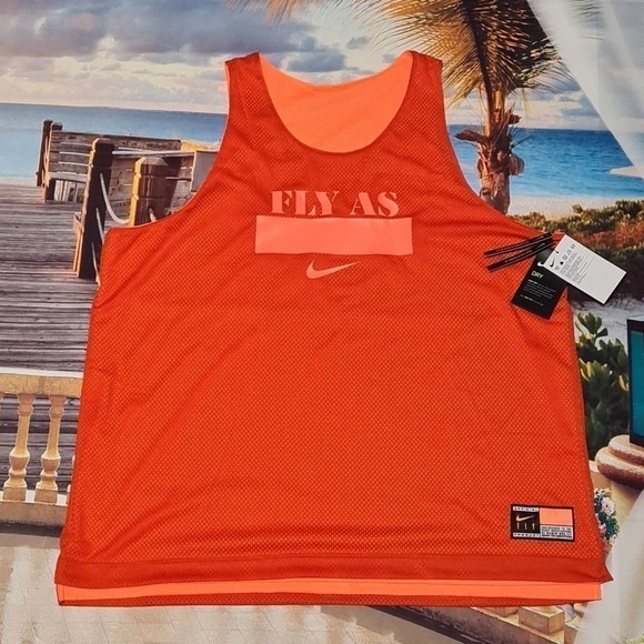 Nike‎ Reversible Orange Mesh Tank Jersey Top NWT XXL - Picture 3 of 11
